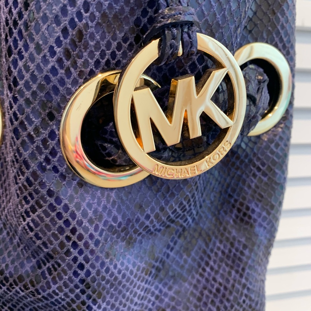 Michael Kors Python-Embossed Leather Tassel Hobo - Picture 6 of 13